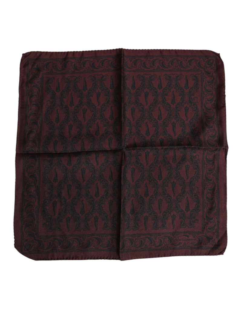 Maroon Black Printed Square Men Foulard Scarf-Dolce & Gabbana-LabelTerrace.com