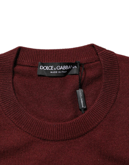 Maroon Cashmere Crew Neck Pullover Sweater