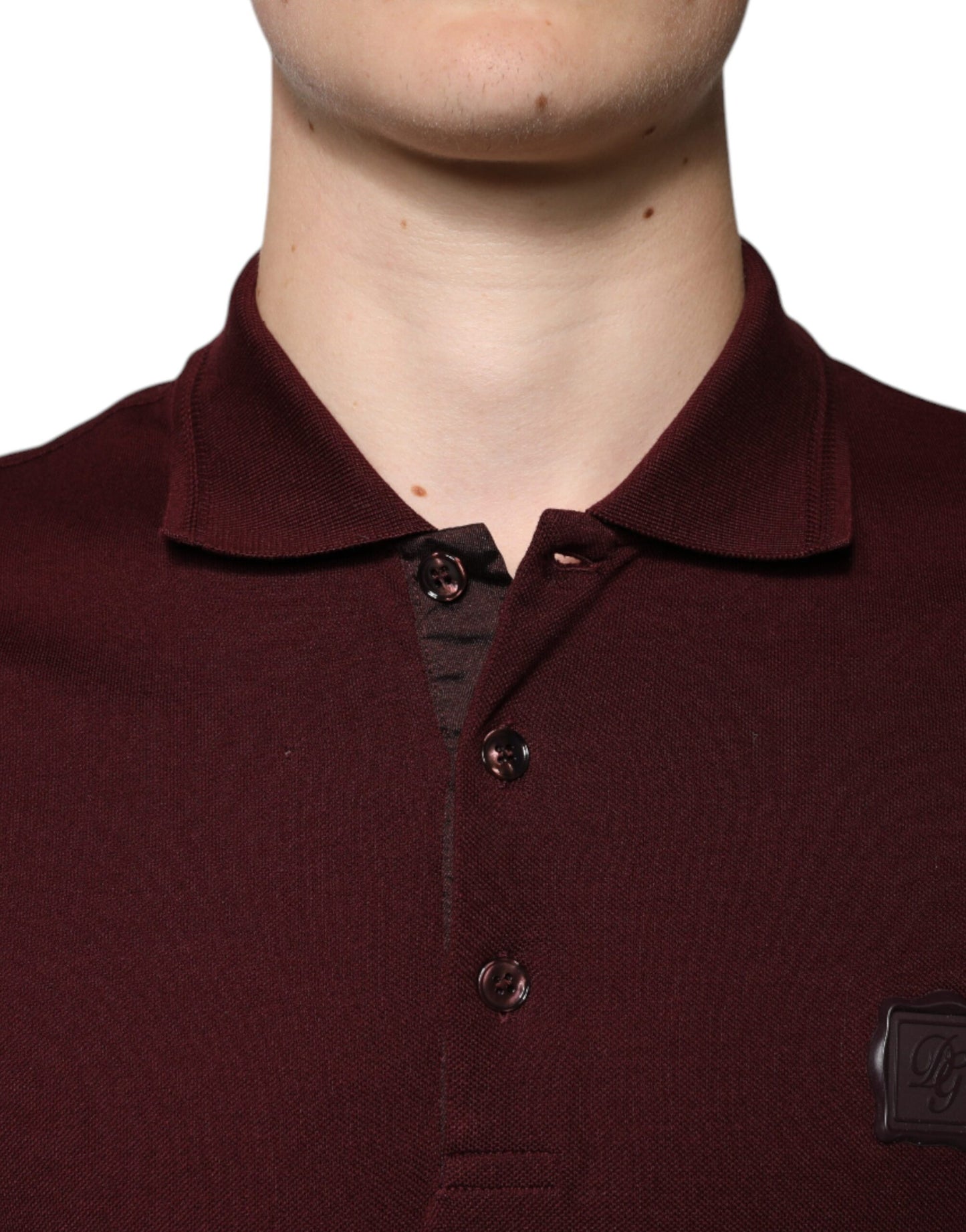 Maroon Collared Short Sleeves Polo T-shirt-Dolce & Gabbana-LabelTerrace.com