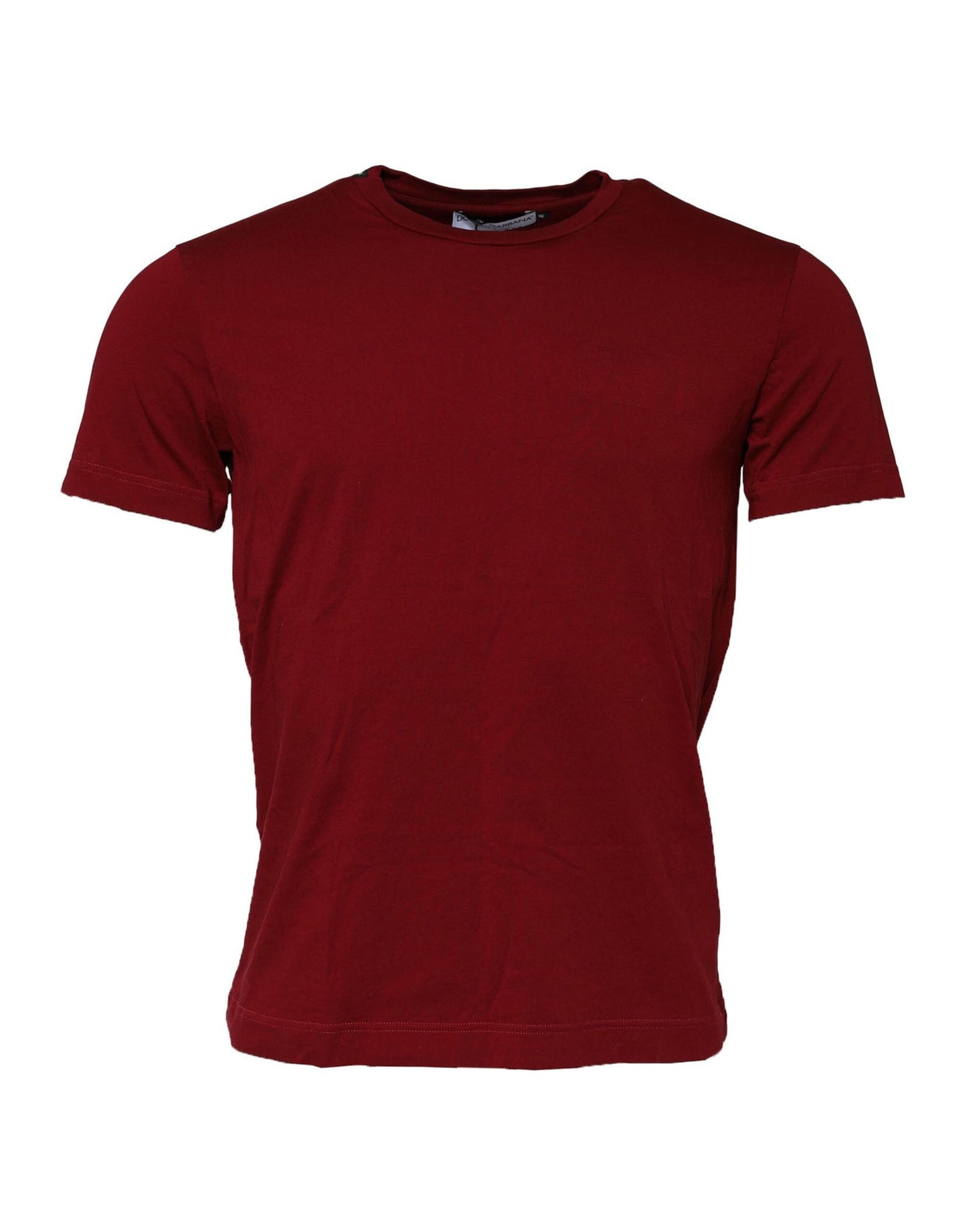 Maroon Cotton Crew Neck Short Sleeves T-Shirt-Dolce & Gabbana-LabelTerrace.com