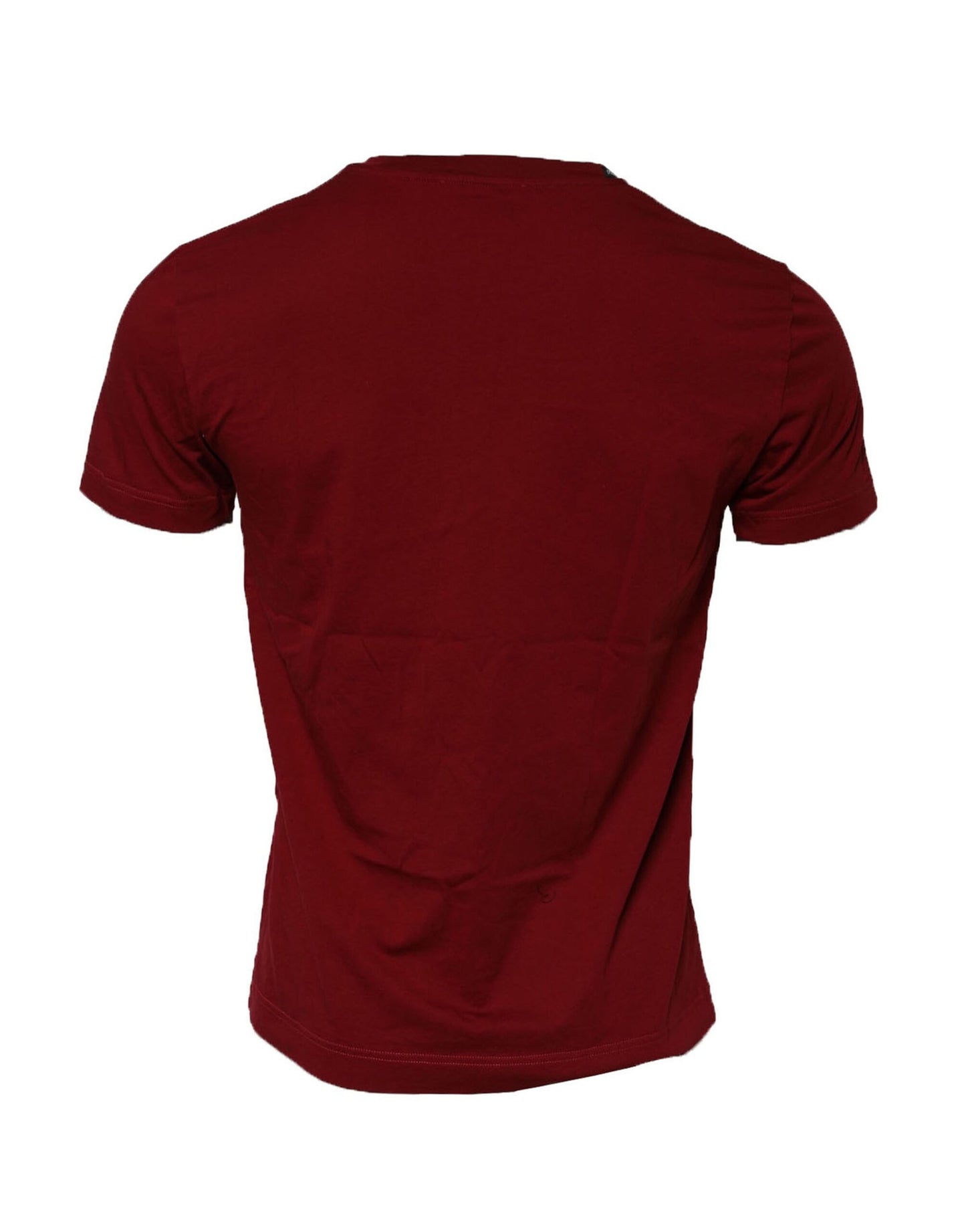 Maroon Cotton Crew Neck Short Sleeves T-Shirt-Dolce & Gabbana-LabelTerrace.com