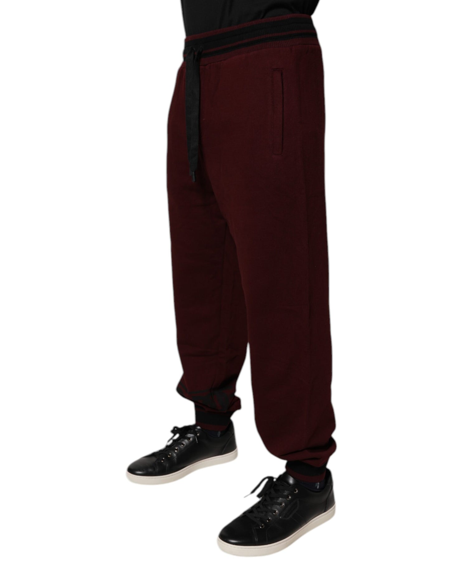 Maroon Cotton Men Jogger Sweatpants Pants-Dolce & Gabbana-LabelTerrace.com