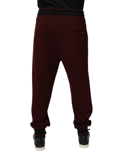 Maroon Cotton Men Jogger Sweatpants Pants-Dolce & Gabbana-LabelTerrace.com