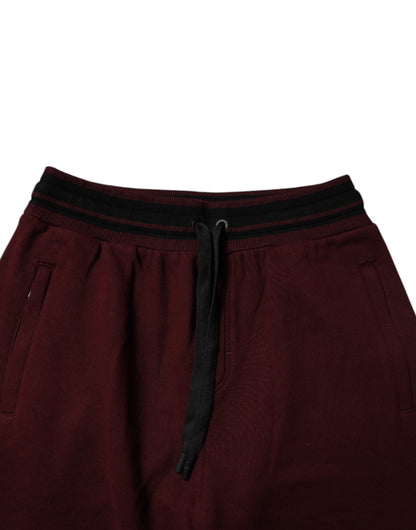 Maroon Cotton Men Jogger Sweatpants Pants-Dolce & Gabbana-LabelTerrace.com