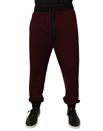 Maroon Cotton Men Jogger Sweatpants Pants-Dolce & Gabbana-LabelTerrace.com