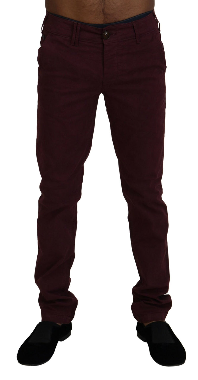 Maroon Cotton Stretch Skinny Casual Men Pants-CYCLE-LabelTerrace.com