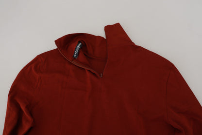 Maroon Cotton Turtle Neck Zip Sweater