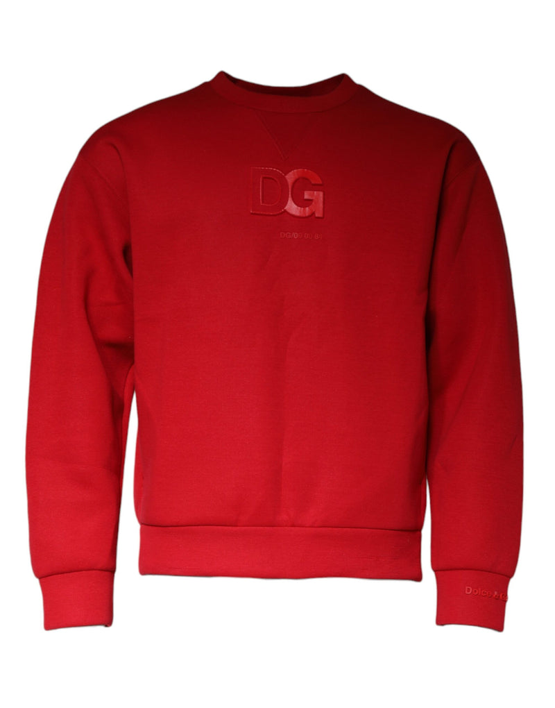 Maroon DG Logo Cotton Sweatshirt Sweater-Dolce & Gabbana-LabelTerrace.com