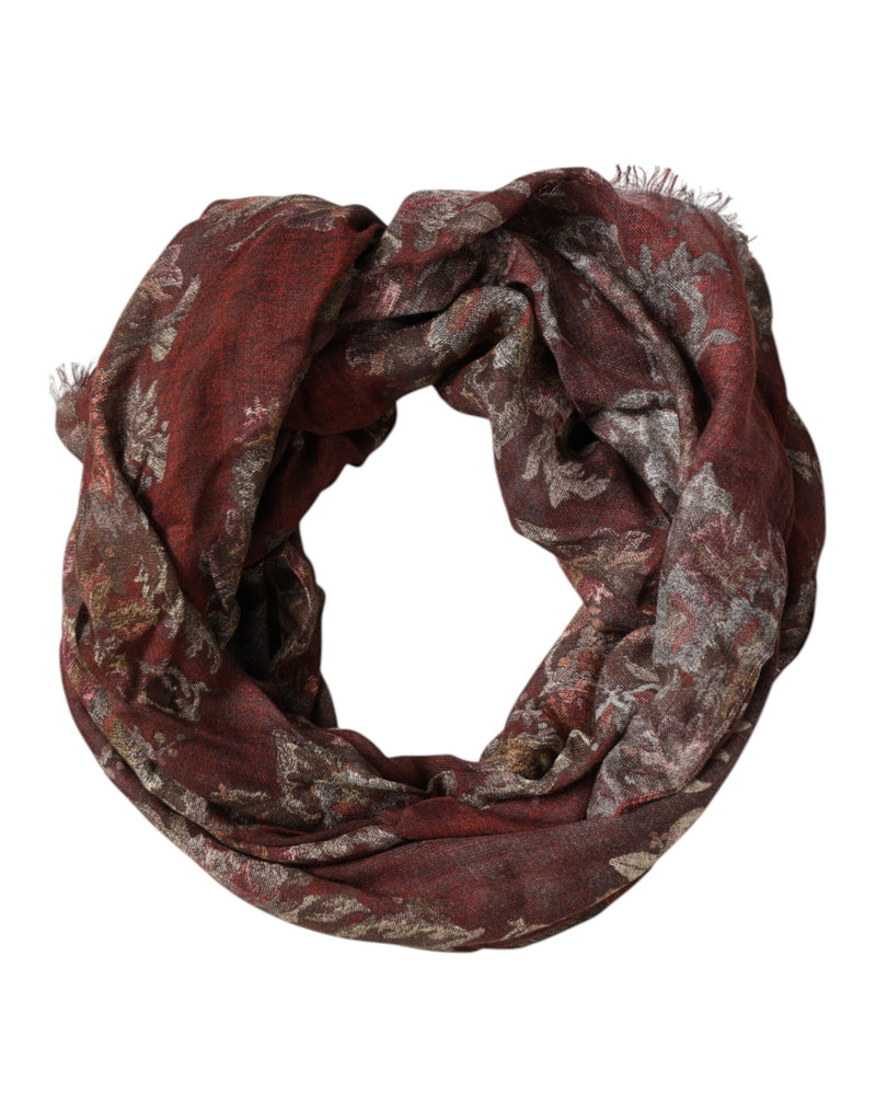 Maroon Floral Neck Warmer Foulard Scarf-Dolce & Gabbana-LabelTerrace.com