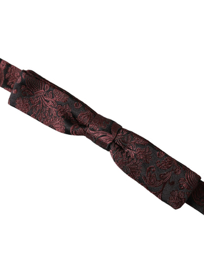 Maroon Floral Silk Adjustable Neck Men Bow Tie-Dolce & Gabbana-LabelTerrace.com