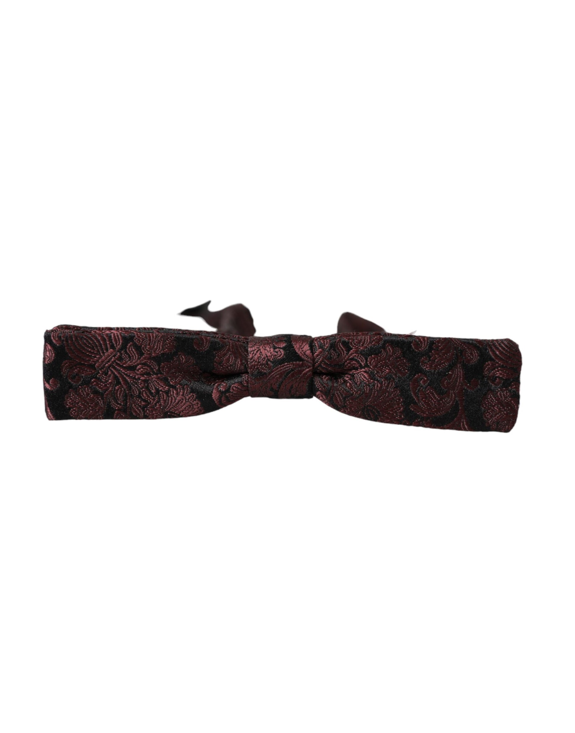 Maroon Floral Silk Adjustable Neck Men Bow Tie-Dolce & Gabbana-LabelTerrace.com