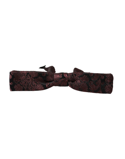 Maroon Floral Silk Adjustable Neck Men Bow Tie-Dolce & Gabbana-LabelTerrace.com