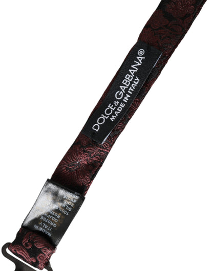 Maroon Floral Silk Adjustable Neck Men Bow Tie-Dolce & Gabbana-LabelTerrace.com