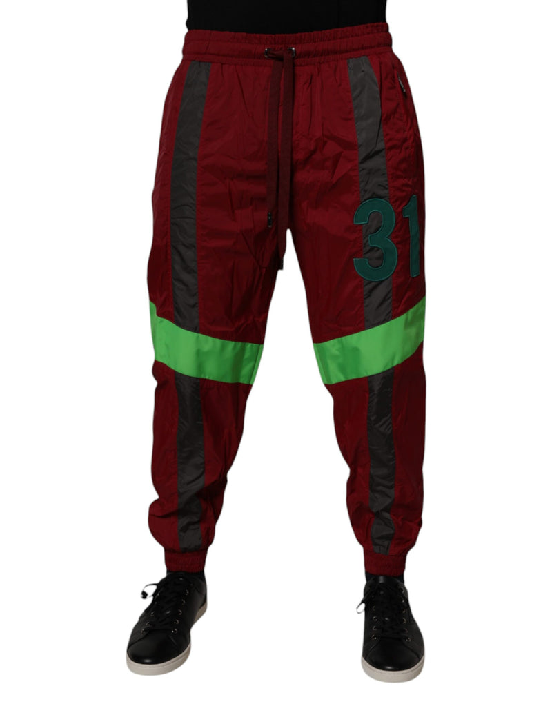 Maroon Nylon Men Jogger Sweatpants Pants-Dolce & Gabbana-LabelTerrace.com