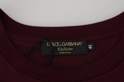 Maroon Printed Short Sleeves Men T-shirt