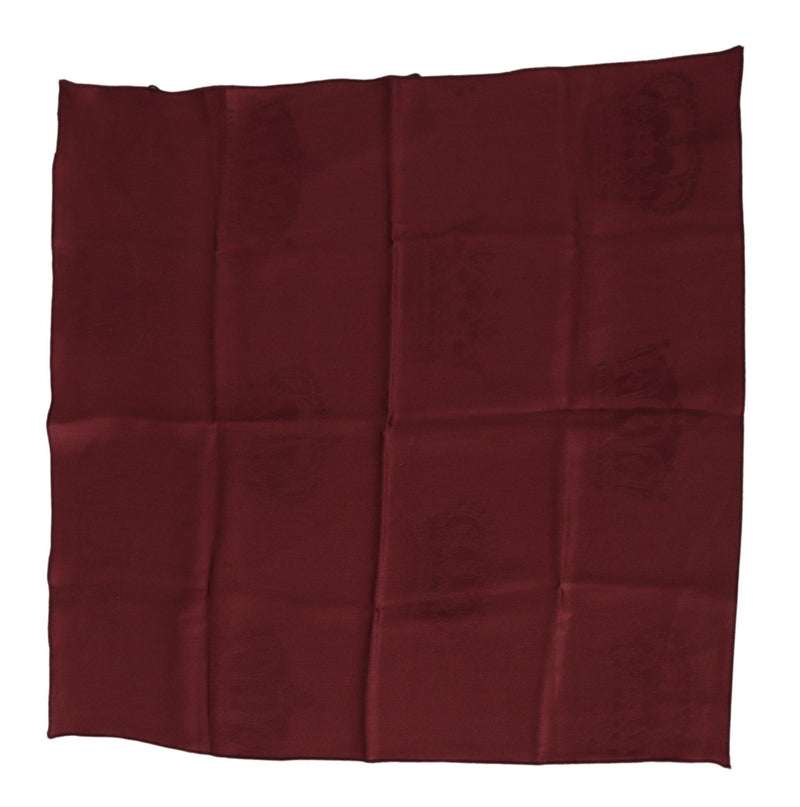 Maroon Silk Crown Square Wrap Handkerchief Scarf-Dolce & Gabbana-LabelTerrace.com