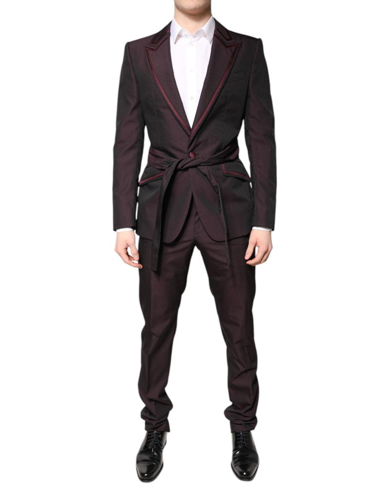 Maroon Single Breasted Formal 2 Piece Suit-Dolce & Gabbana-LabelTerrace.com
