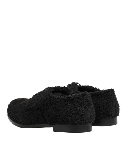 Men Black Riccio Shearling Dress Derby Shoes