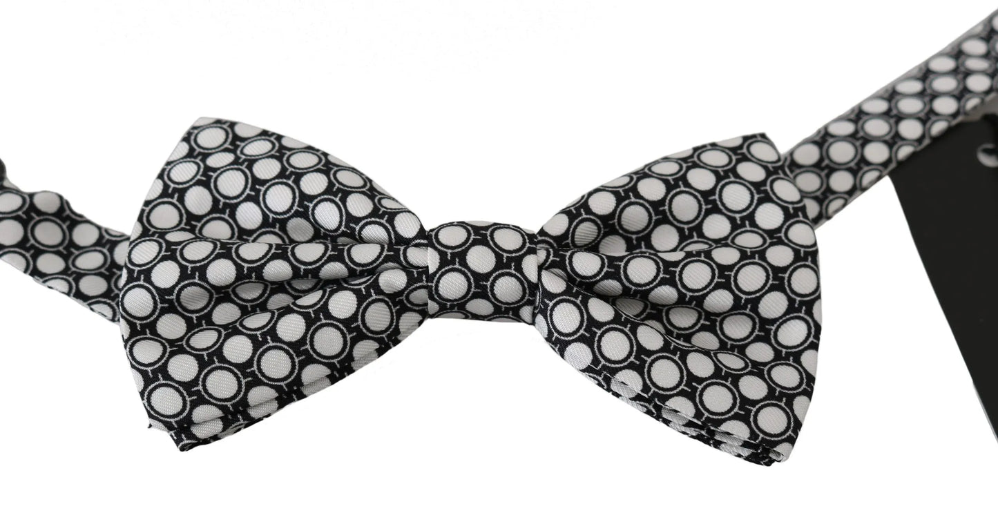 Men Black White Circles Adjustable Neck Papillon Bow Tie-Dolce & Gabbana-LabelTerrace.com