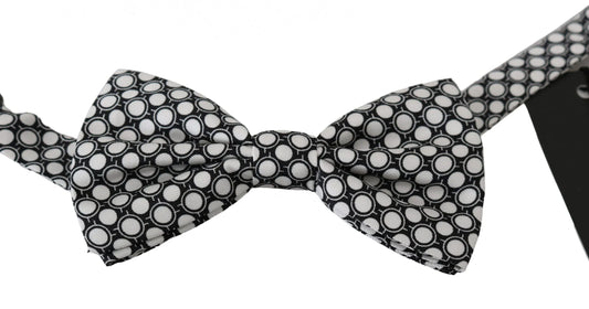 Men Black White Circles Adjustable Neck Papillon Bow Tie-Dolce & Gabbana-LabelTerrace.com