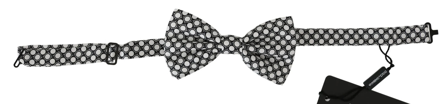 Men Black White Circles Adjustable Neck Papillon Bow Tie-Dolce & Gabbana-LabelTerrace.com
