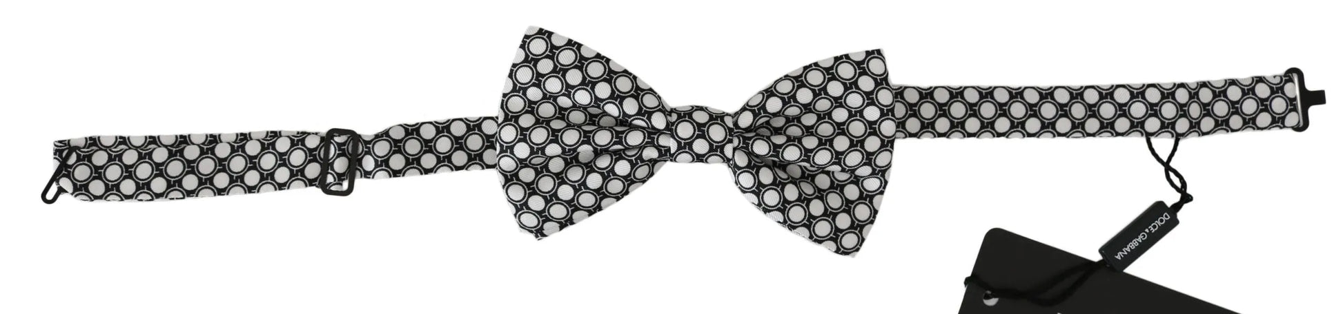 Men Black White Circles Adjustable Neck Papillon Bow Tie-Dolce & Gabbana-LabelTerrace.com