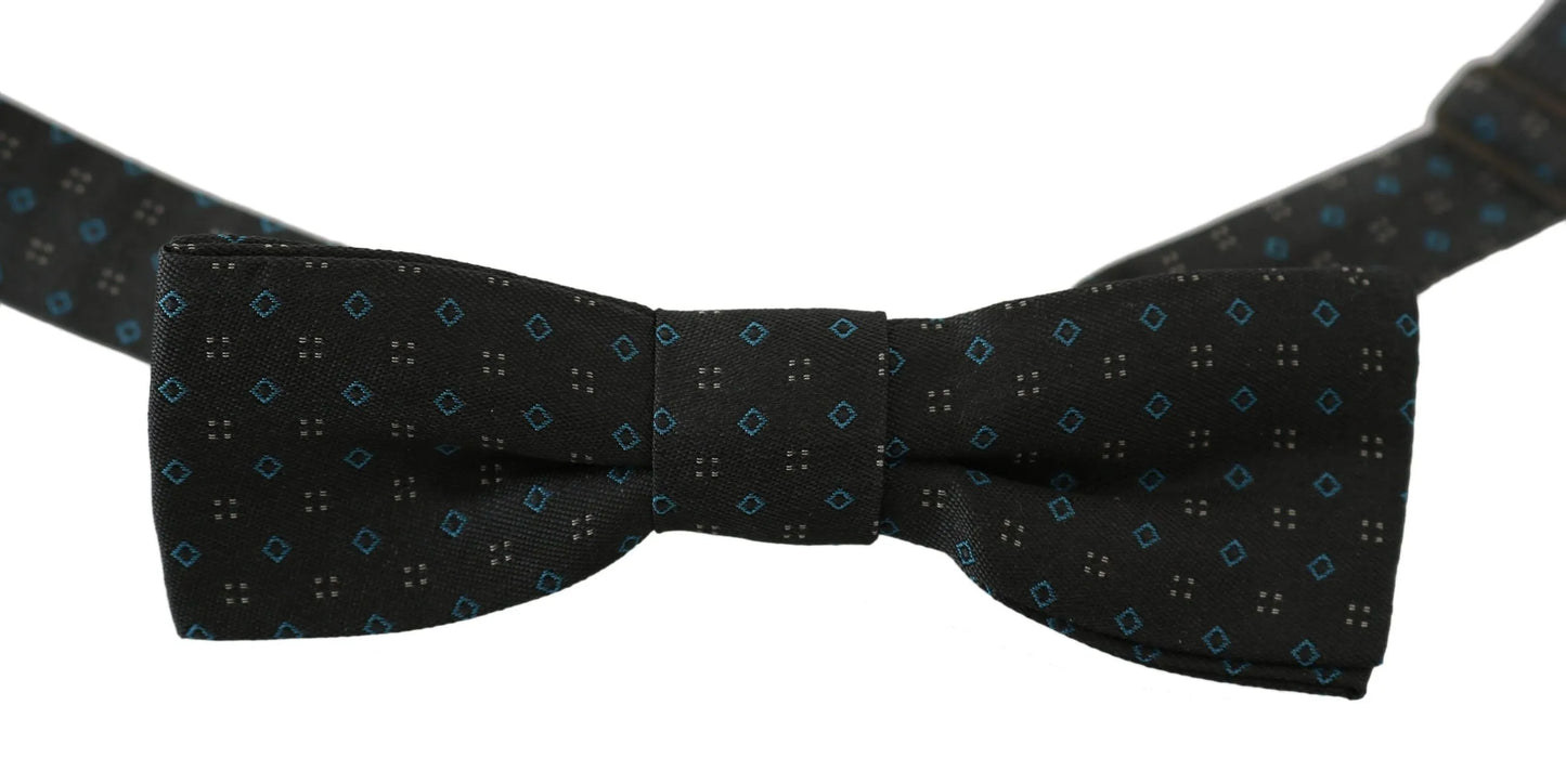 Men Gray Pattern Silk Adjustable Neck Papillon Bow Tie-Dolce & Gabbana-LabelTerrace.com