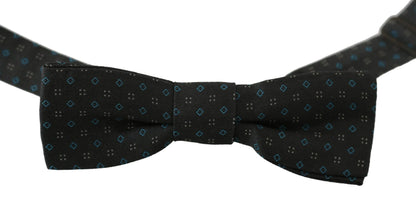 Men Gray Pattern Silk Adjustable Neck Papillon Bow Tie-Dolce & Gabbana-LabelTerrace.com