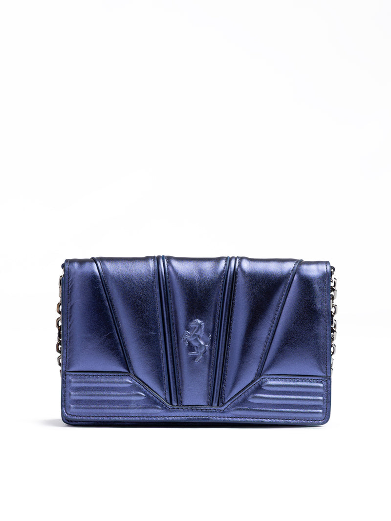 Metal blue GT patent leather bag with chain-Ferrari-LabelTerrace.com