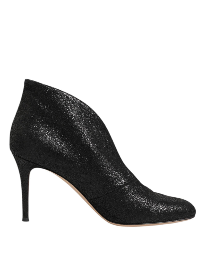 Metallic Black Pump Stiletto Heels Shoes-Gianvito Rossi-LabelTerrace.com