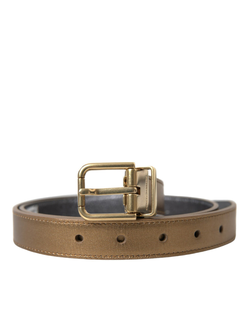 Metallic Gold Calf Leather Metal Buckle Belt-Dolce & Gabbana-LabelTerrace.com