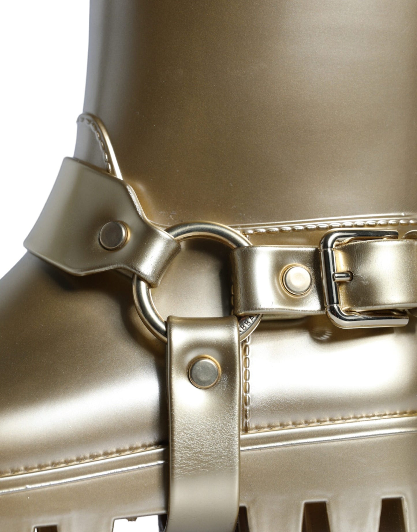 Metallic Gold Rubber PVC Rain Boots Shoes-Dolce & Gabbana-LabelTerrace.com