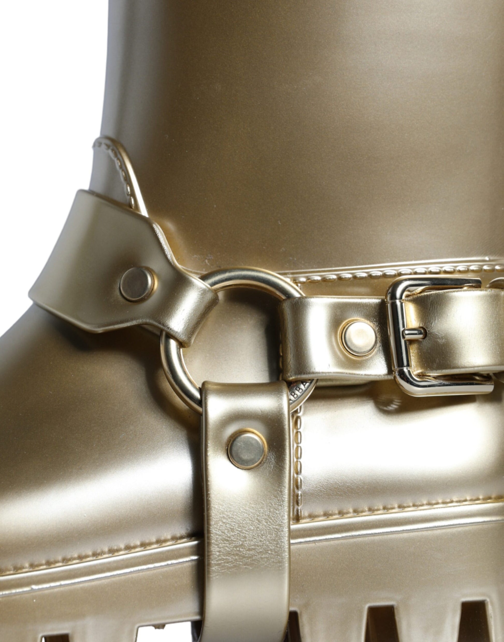 Metallic Gold Rubber PVC Rain Boots Shoes-Dolce & Gabbana-LabelTerrace.com