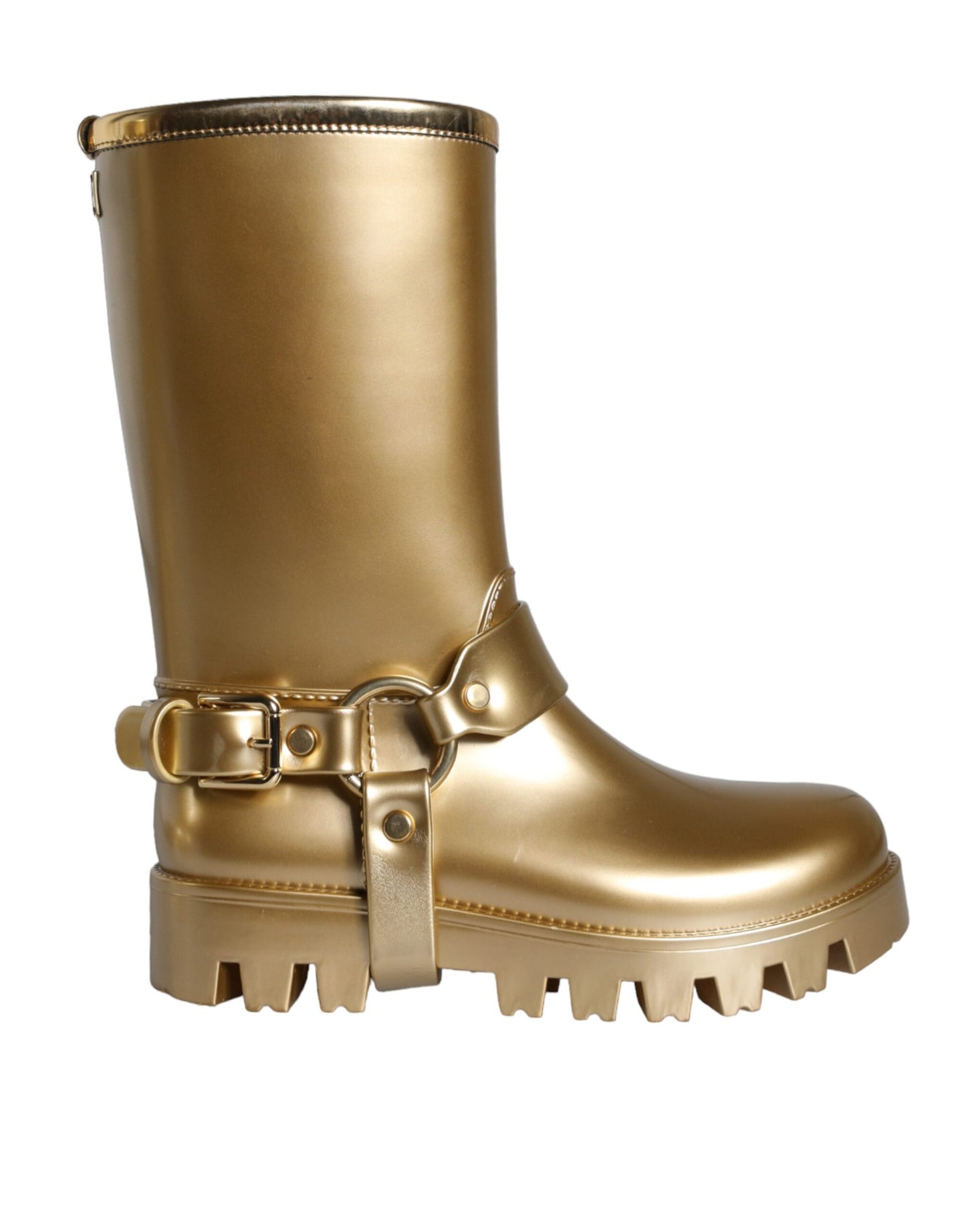 Metallic Gold Rubber PVC Rain Boots Shoes-Dolce & Gabbana-LabelTerrace.com
