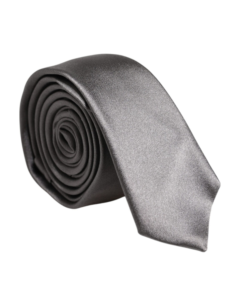 Metallic Silver Silk Adjustable Necktie Tie-Dolce & Gabbana-LabelTerrace.com