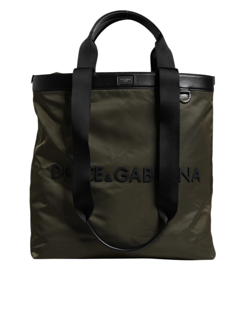 Military Green Nylon Shoulder Strap Tote Bag-Dolce & Gabbana-LabelTerrace.com