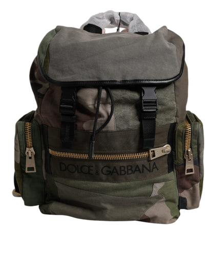 Military Green Patchwork School Backpack Bag-Dolce & Gabbana-LabelTerrace.com