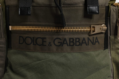 Military Green Patchwork School Backpack Bag-Dolce & Gabbana-LabelTerrace.com