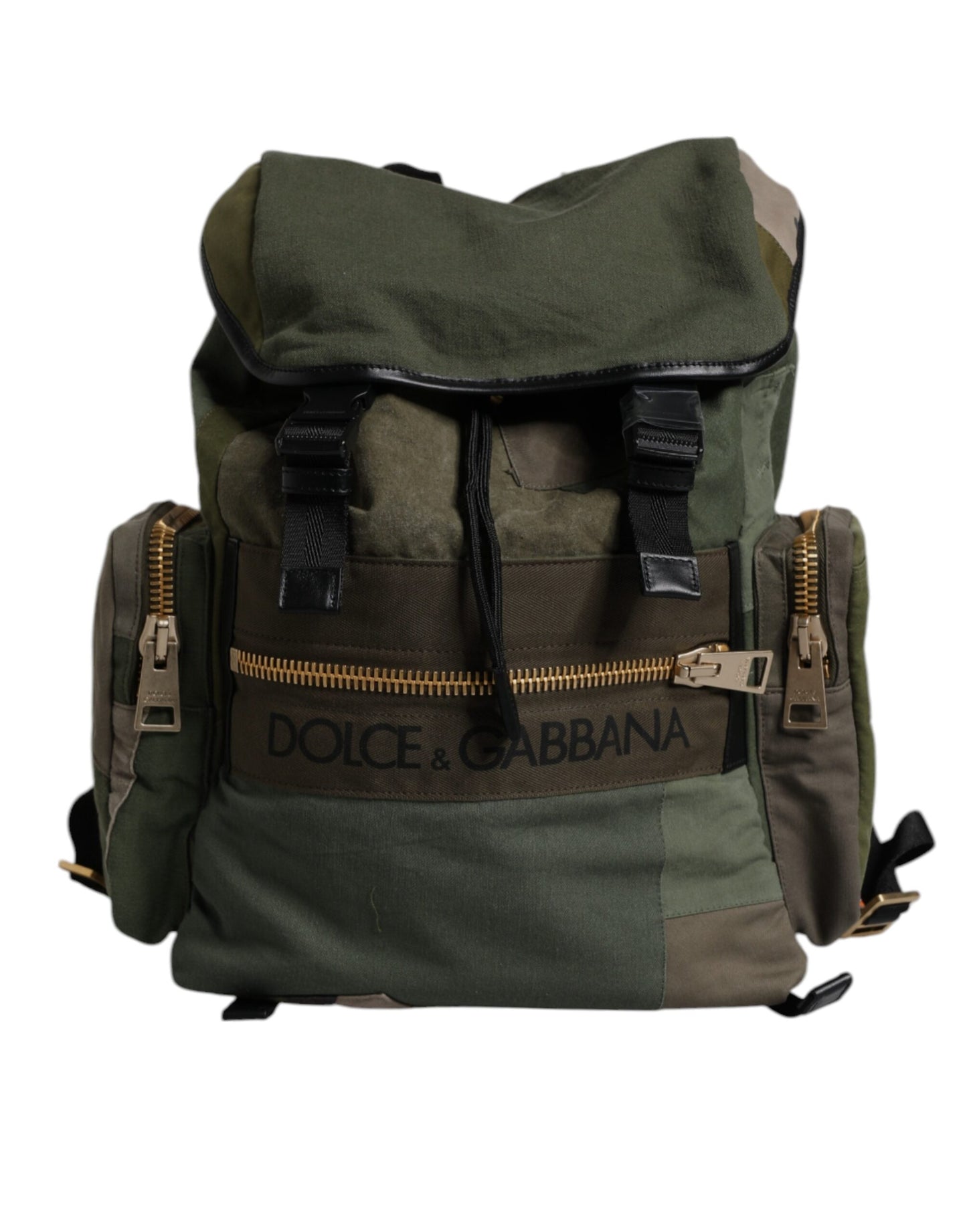 Military Green Patchwork School Backpack Bag-Dolce & Gabbana-LabelTerrace.com