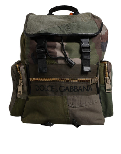 Military Green Patchwork School Backpack Bag-Dolce & Gabbana-LabelTerrace.com