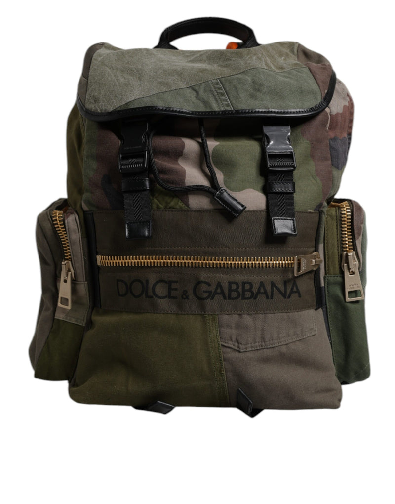 Military Green Patchwork School Backpack Bag-Dolce & Gabbana-LabelTerrace.com