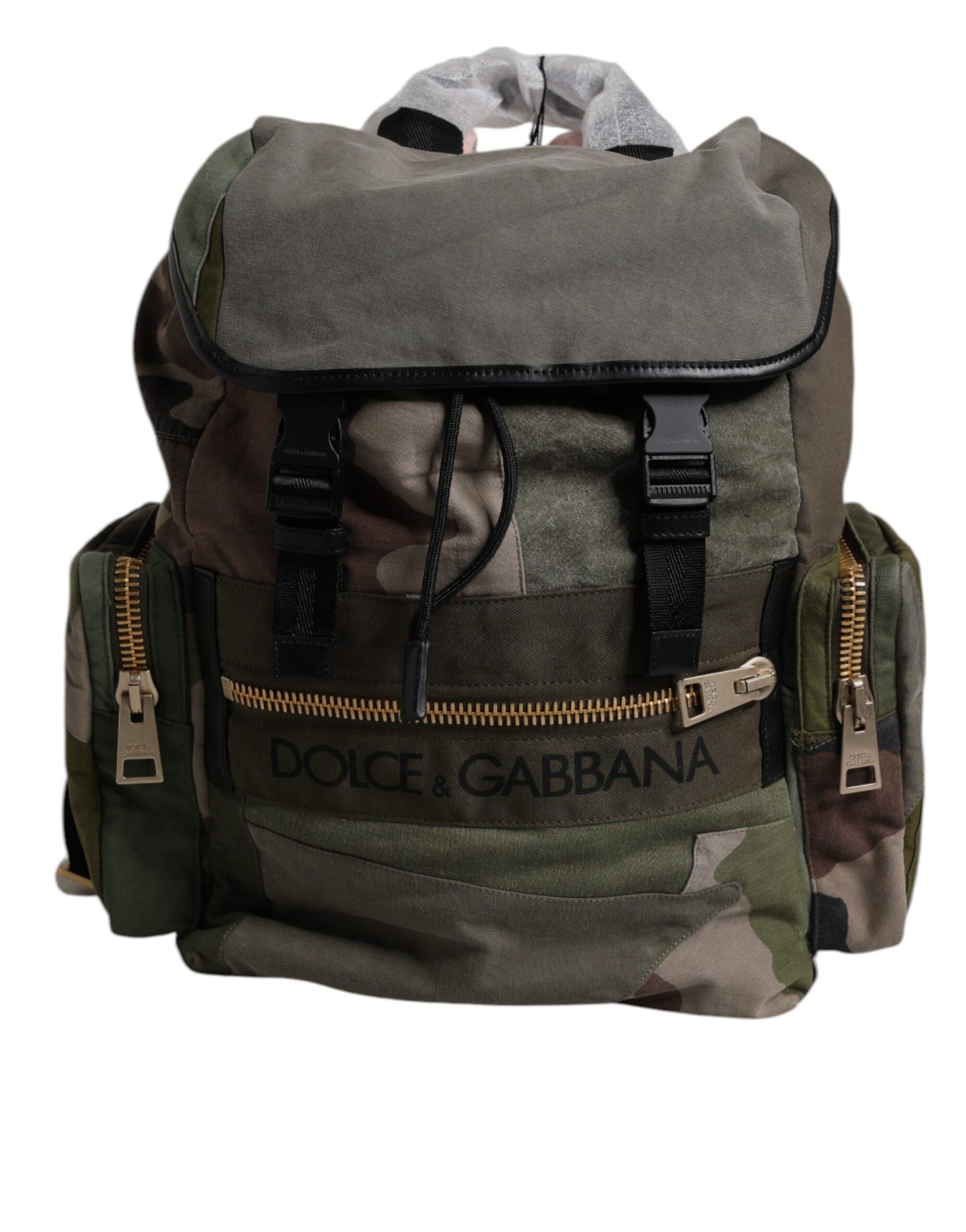 Military Green Patchwork School Backpack Bag-Dolce & Gabbana-LabelTerrace.com