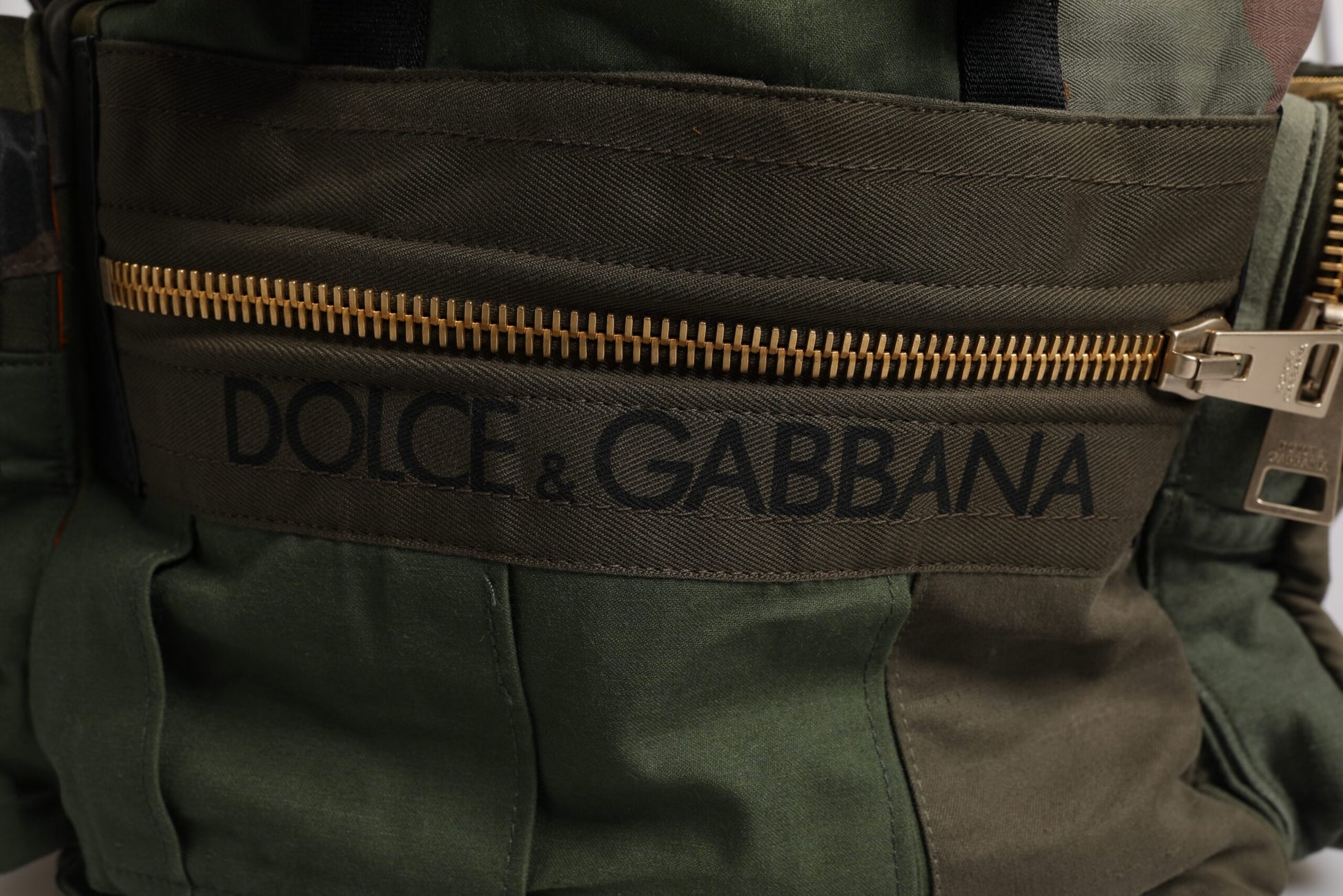 Military Green Patchwork Travel Backpack Bag-Dolce & Gabbana-LabelTerrace.com