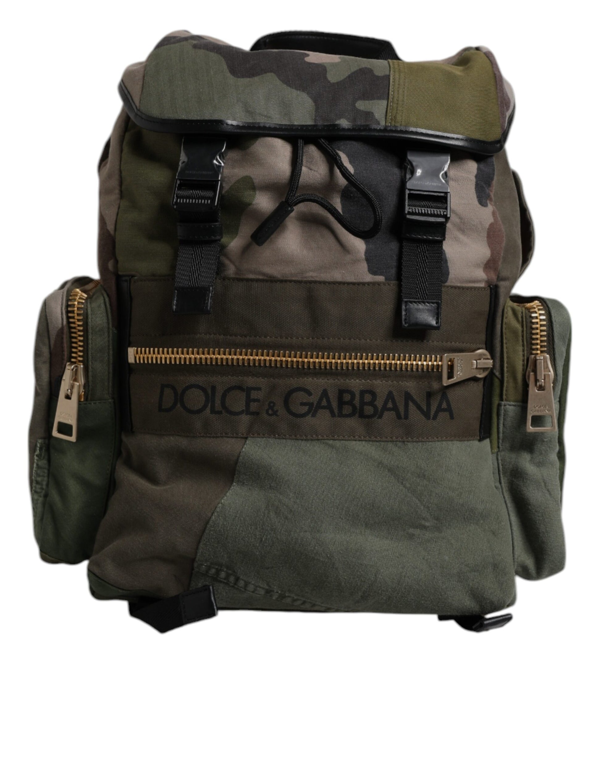 Military Green Patchwork Travel Backpack Bag-Dolce & Gabbana-LabelTerrace.com