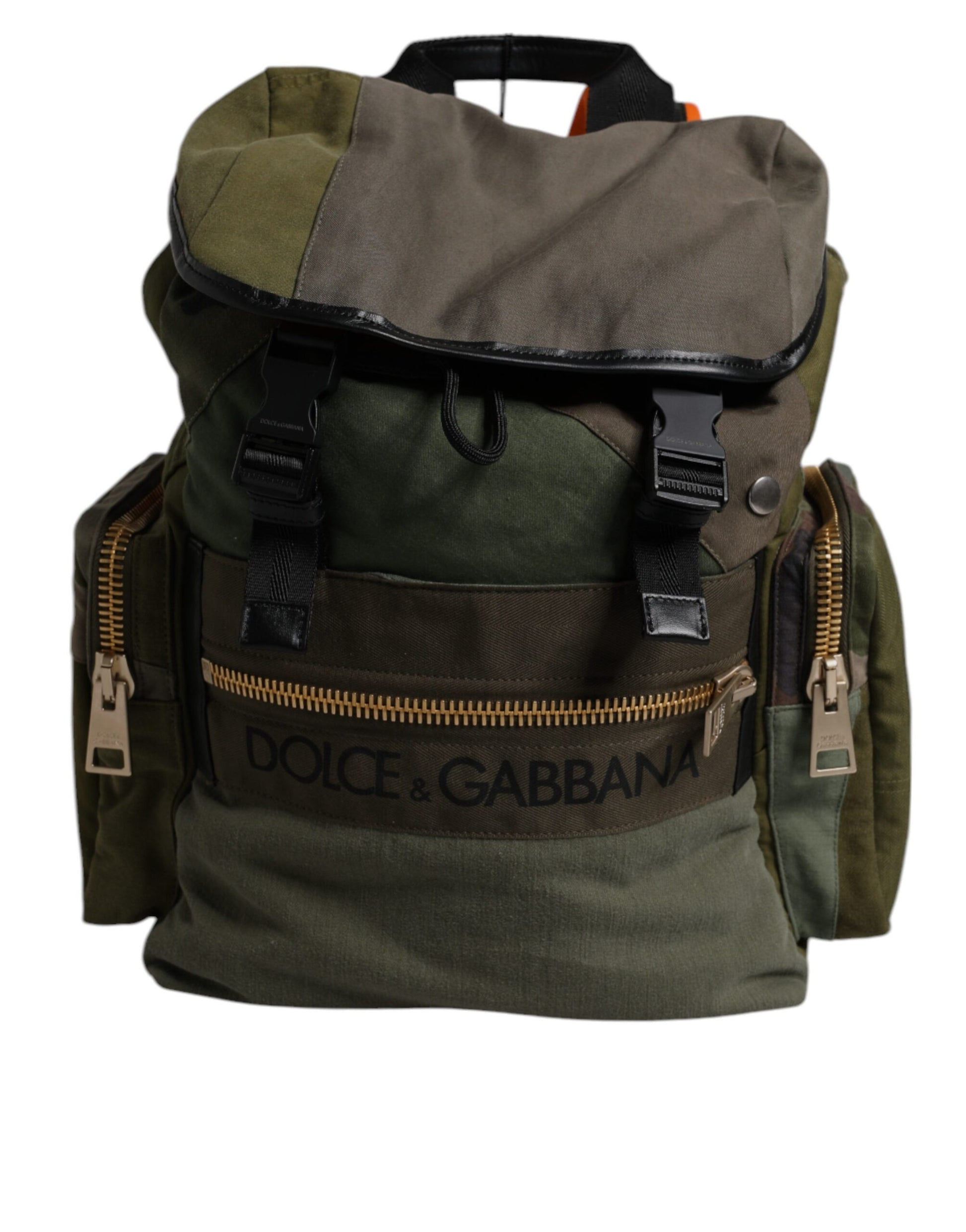 Military Green Patchwork Travel Backpack Bag-Dolce & Gabbana-LabelTerrace.com