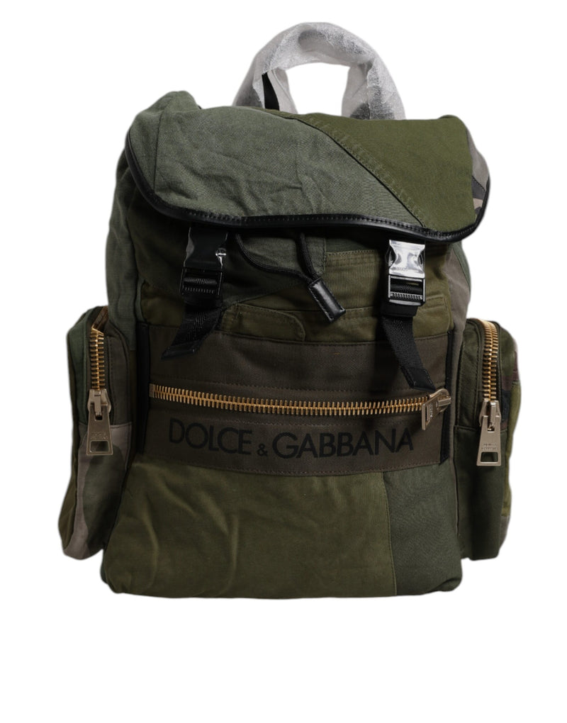 Military Green Patchwork Travel Backpack Bag-Dolce & Gabbana-LabelTerrace.com