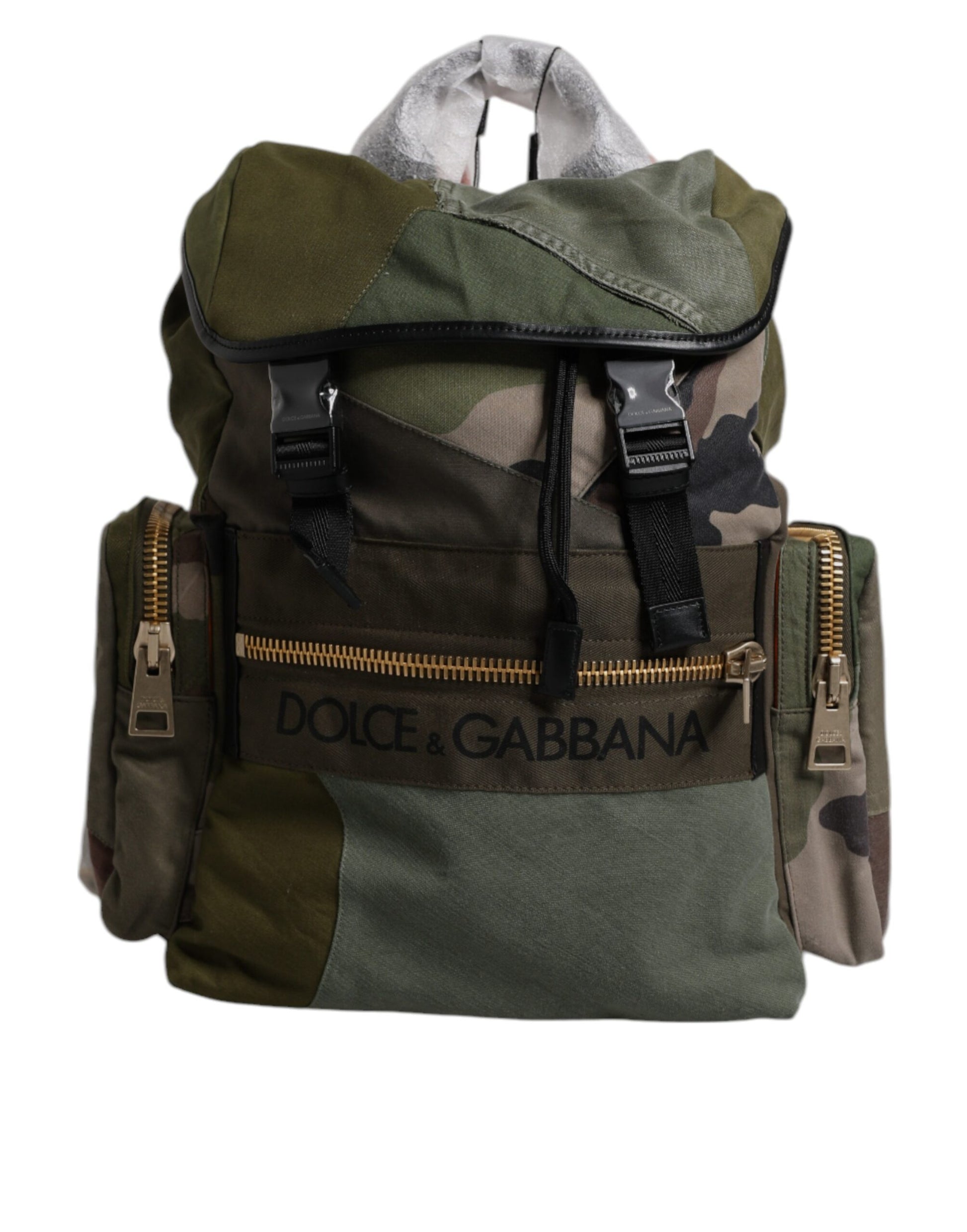 Military Green Patchwork Travel Backpack Bag-Dolce & Gabbana-LabelTerrace.com