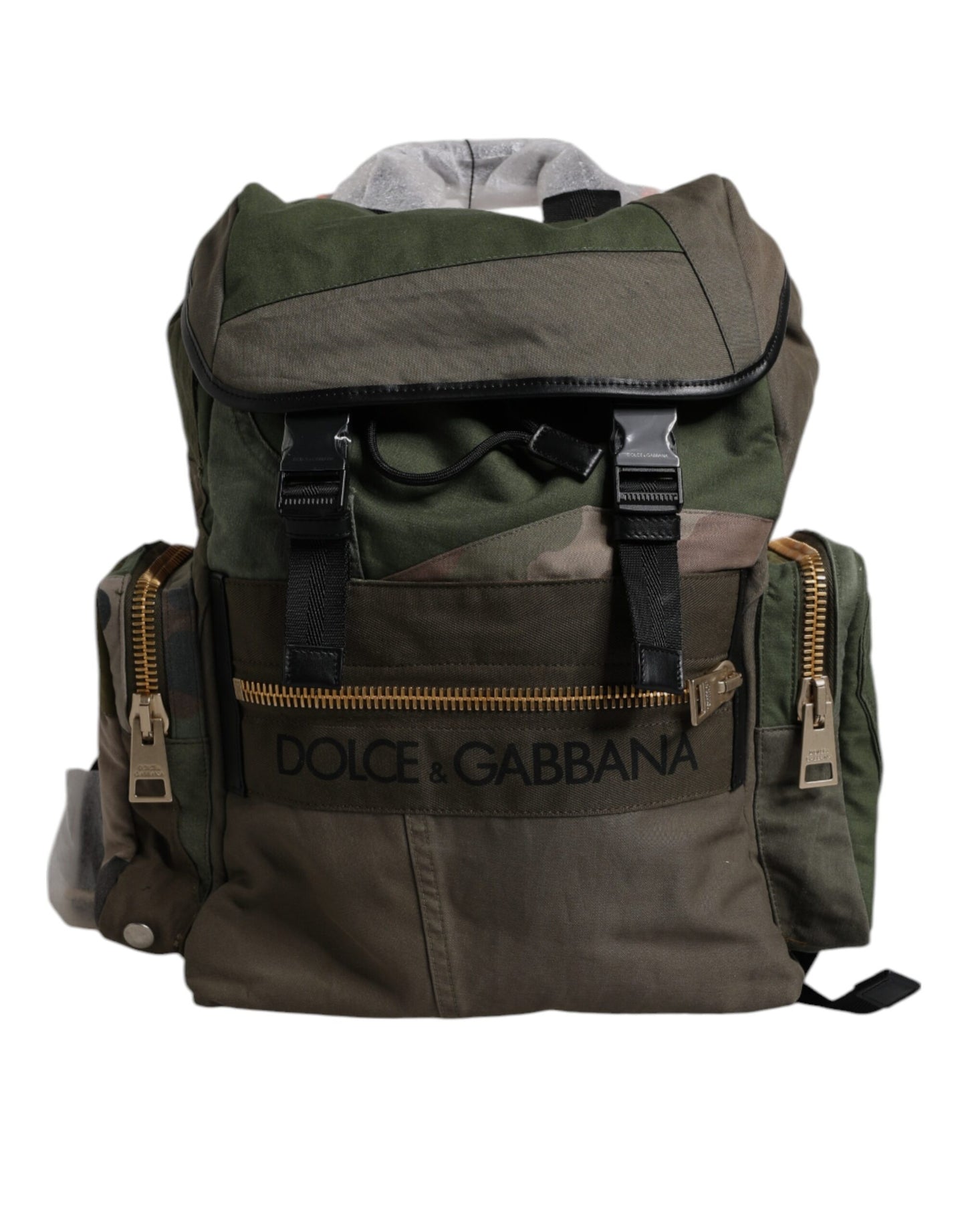Military Green Patchwork Travel Backpack Bag-Dolce & Gabbana-LabelTerrace.com