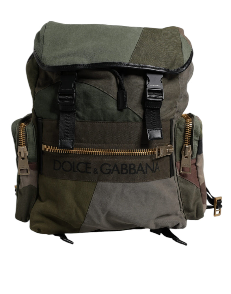 Military Green Patchwork Travel Backpack Bag-Dolce & Gabbana-LabelTerrace.com