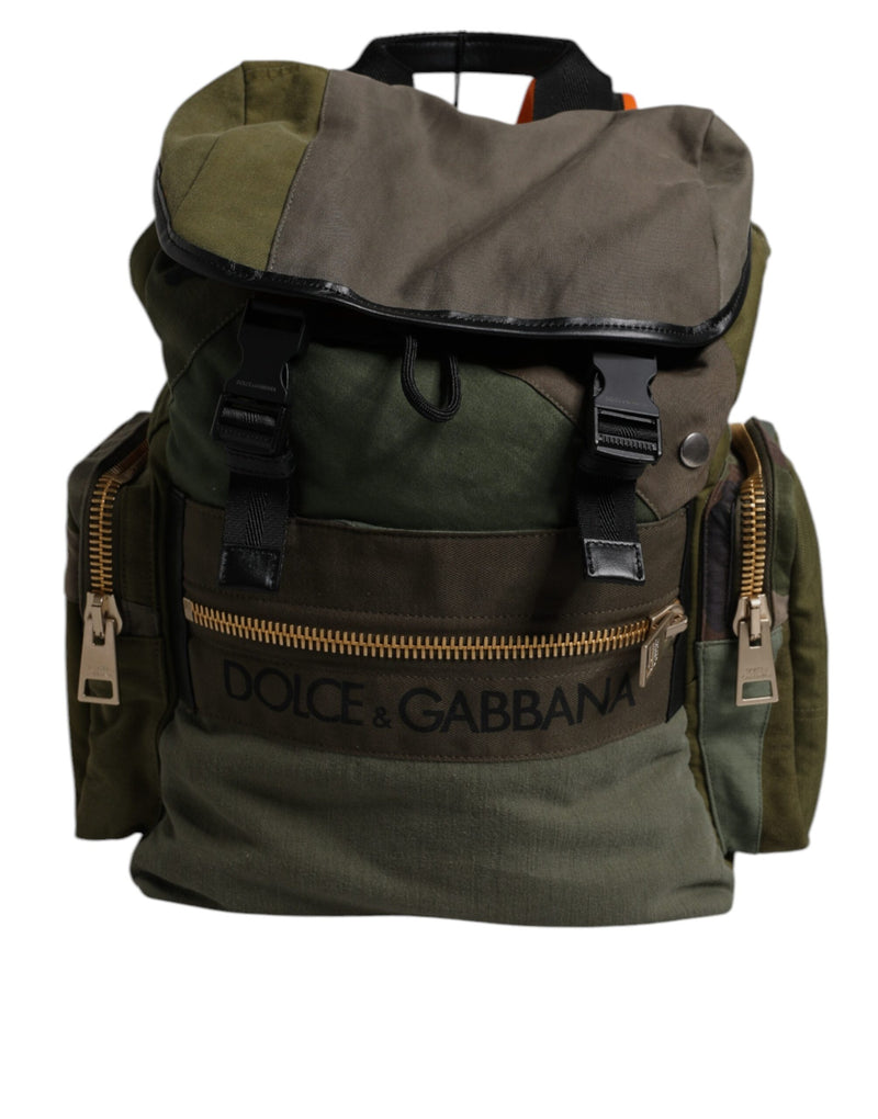 Military Green Patchwork Travel Backpack Bag-Dolce & Gabbana-LabelTerrace.com